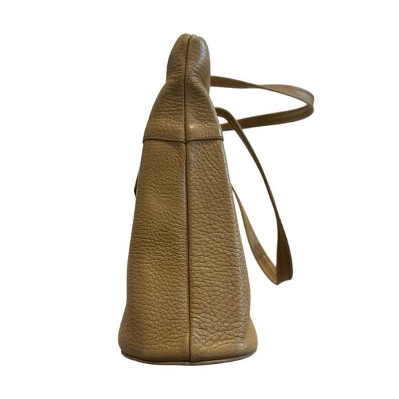 Vintage 1980s Jacob’s Authentic Cream Brown Leather Cowhide Women’s Handbag - Picture 7 of 8